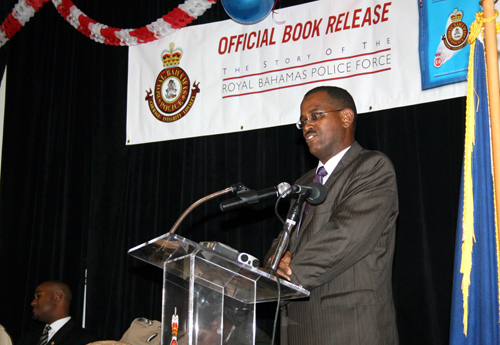 Tommy Turnquest brings remarks at the official launch of the Royal Bahamas Police Force's history book entitled “The Story of the Royal Bahamas Police Force